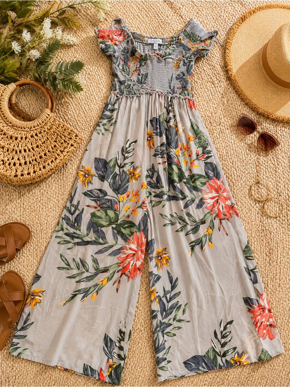 Patrons of Peace Floral Palazzo Jumpsuit Romper Boho Wide Leg Small